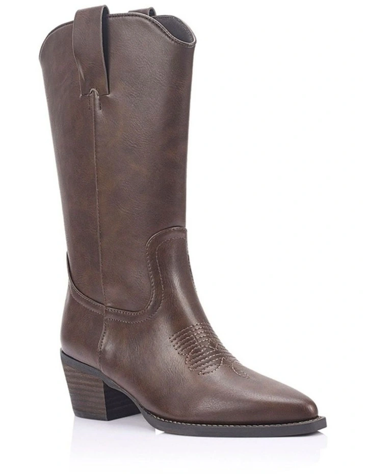 Benny Cowboy Boots - Chocolate Brown Distressed image 2