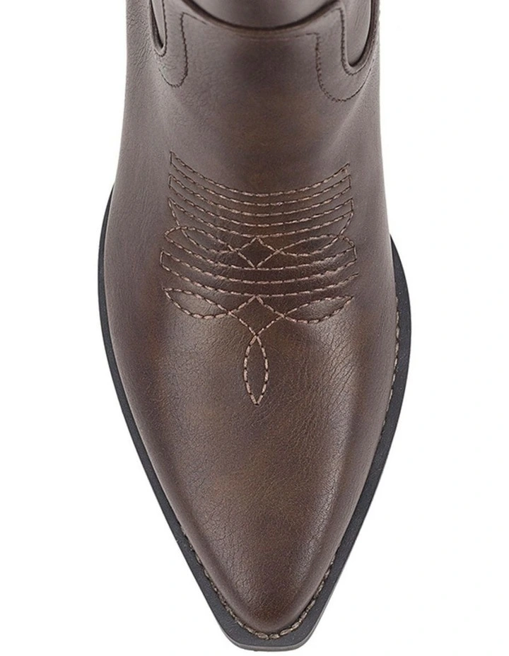 Benny Cowboy Boots - Chocolate Brown Distressed image 4