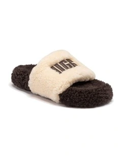 OZWEAR UGG Acacia Shearling Logo Slipper in Cream