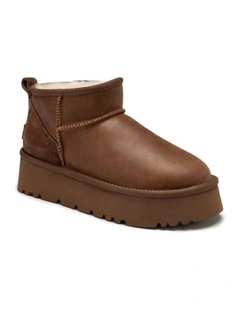 Classic Platform Ultra Mini Boot - Oiled Leather 4.5cm