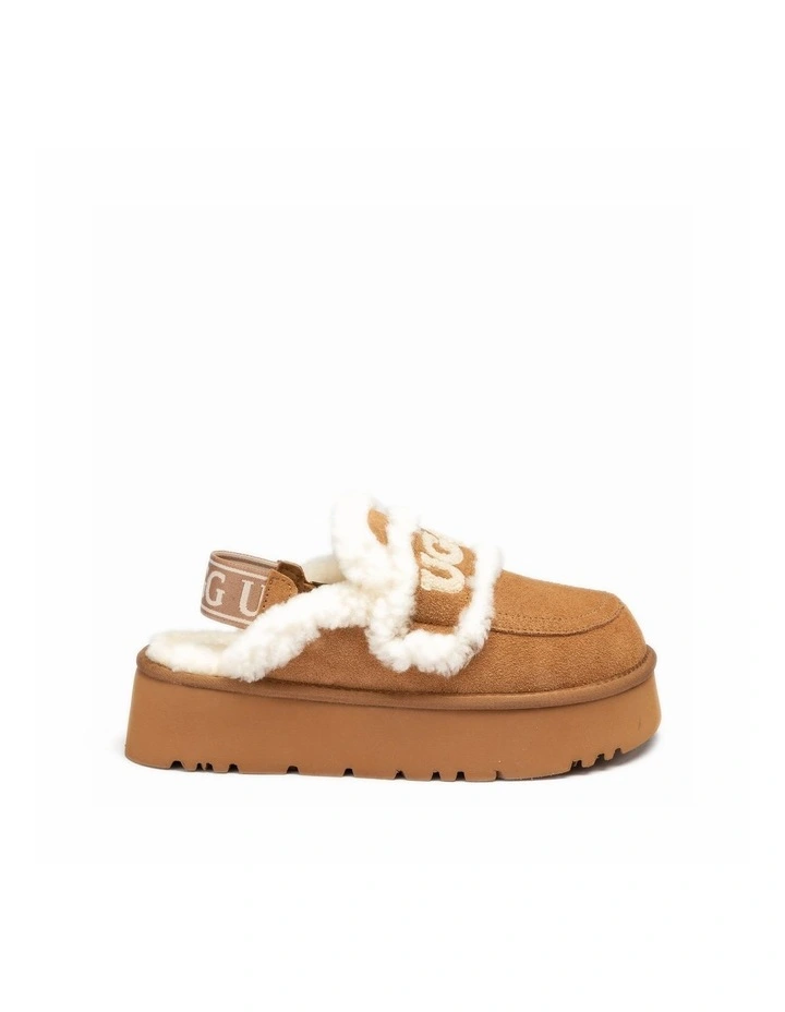 Violet Shearling Platform Slipper - Elastic Logo, Detachable Strap image 4