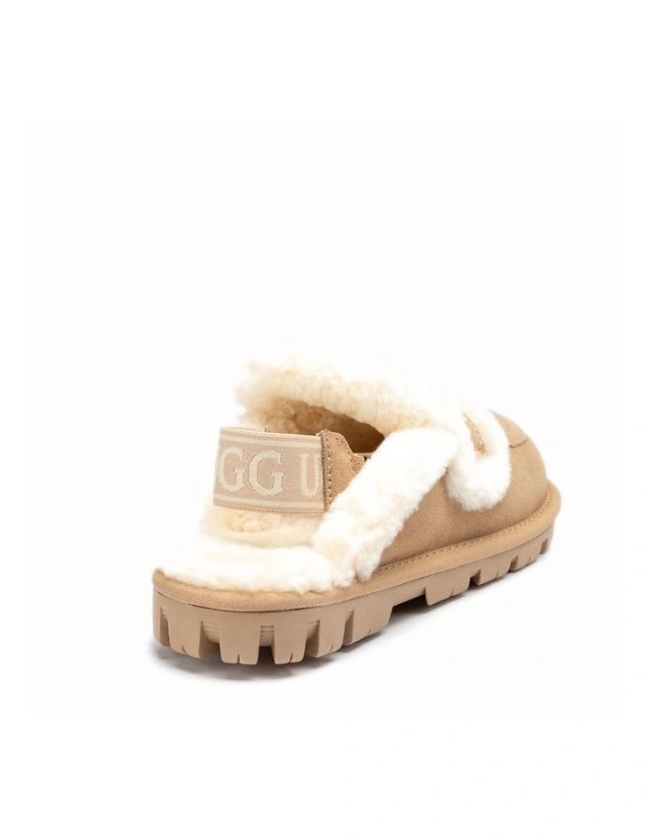 Violet Shearling Slipper - Suede Sheepskin, Elastic Logo, Detachable image 4