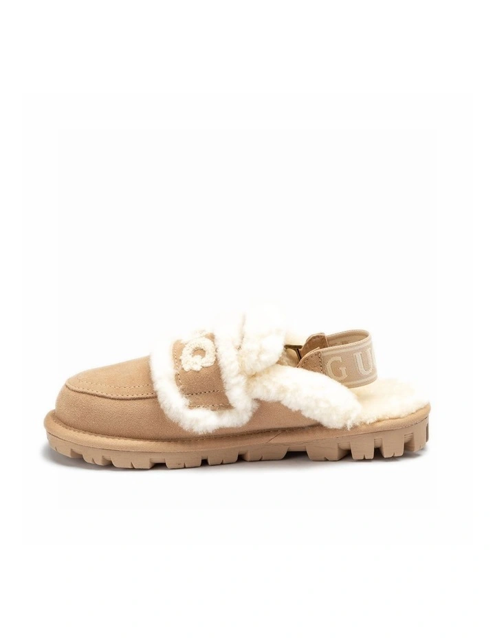 Violet Shearling Slipper - Suede Sheepskin, Elastic Logo, Detachable image 5