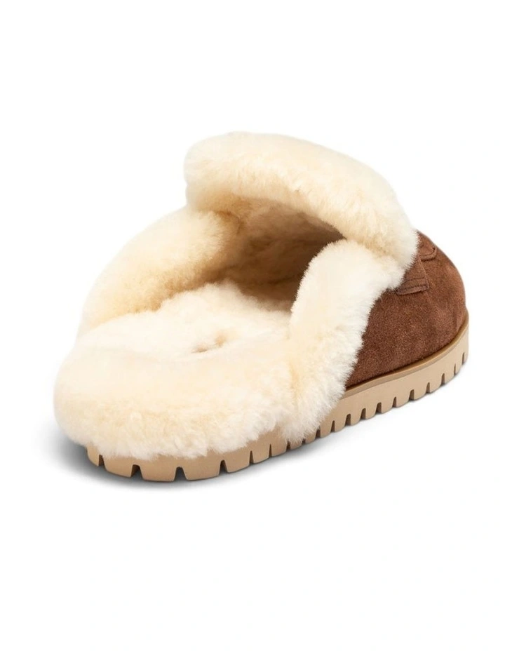 OZWEAR UGG Priya Knit Logo Shearling Slipper in Chocolate image 4