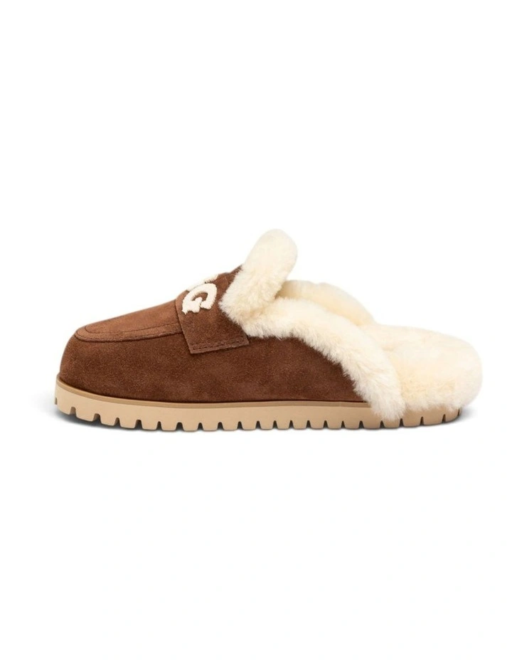 OZWEAR UGG Priya Knit Logo Shearling Slipper in Chocolate image 5