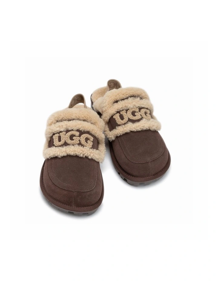 Violet Shearling Slipper - Suede Sheepskin, Elastic Logo, Detachable image 3