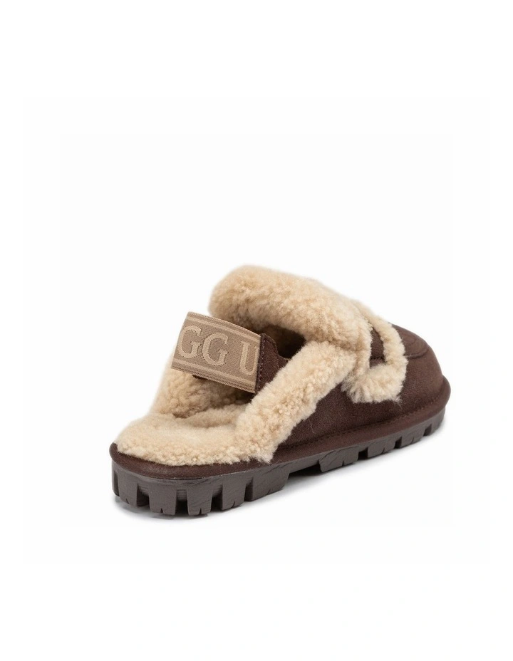 Violet Shearling Slipper - Suede Sheepskin, Elastic Logo, Detachable image 5