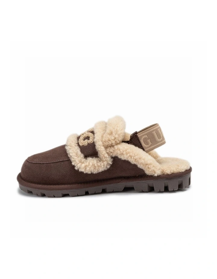 Violet Shearling Slipper - Suede Sheepskin, Elastic Logo, Detachable image 6