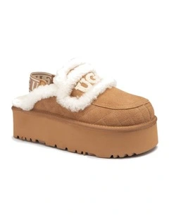 Violet Matelass Shearling Super Platform 6cm Slip-On Slipper (Elastic Logo, Detachable)