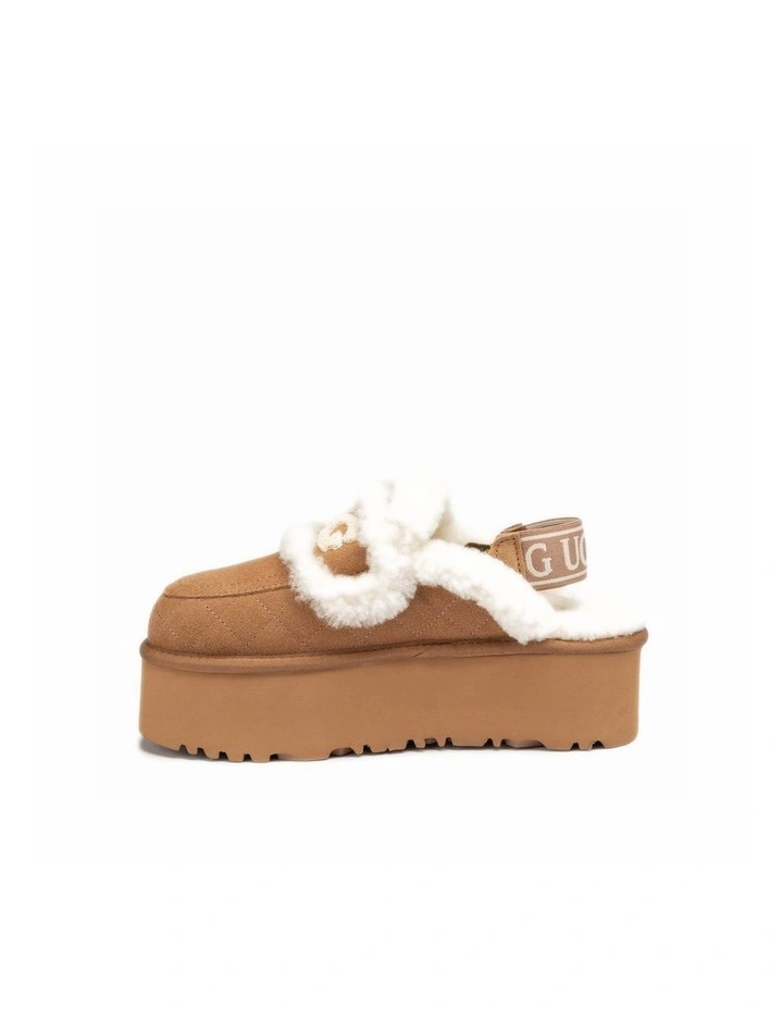 Violet Matelass Shearling Super Platform 6cm Slip-On Slipper (Elastic Logo, Detachable) image 5
