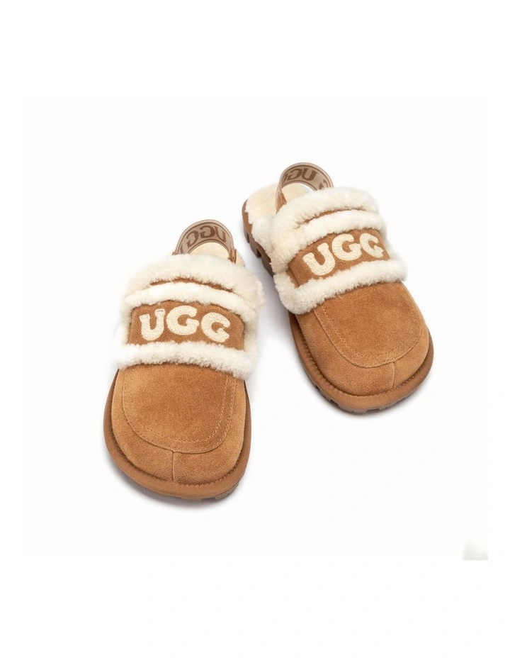 Violet Shearling Slipper - Suede Sheepskin, Elastic Logo, Detachable image 3