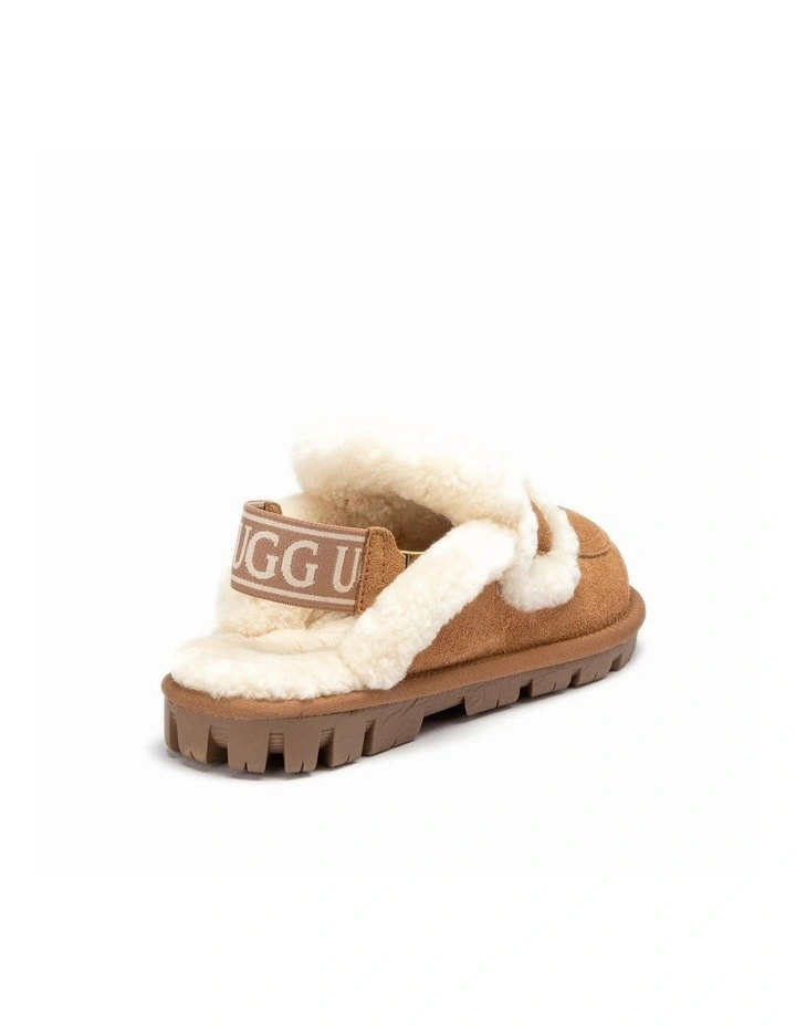 Violet Shearling Slipper - Suede Sheepskin, Elastic Logo, Detachable image 5
