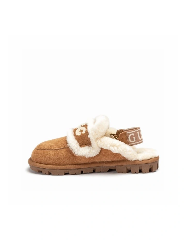 Violet Shearling Slipper - Suede Sheepskin, Elastic Logo, Detachable image 6