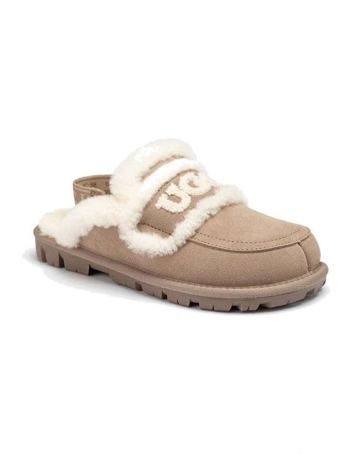 Violet Shearling Slipper - Suede Sheepskin, Elastic Logo, Detachable image 1