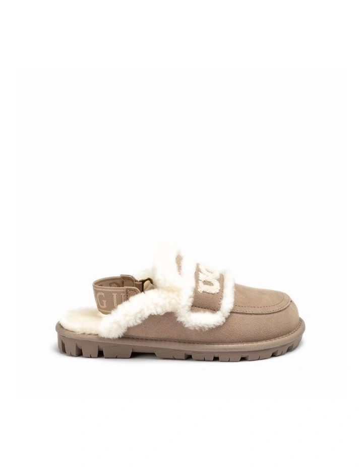 Violet Shearling Slipper - Suede Sheepskin, Elastic Logo, Detachable image 4