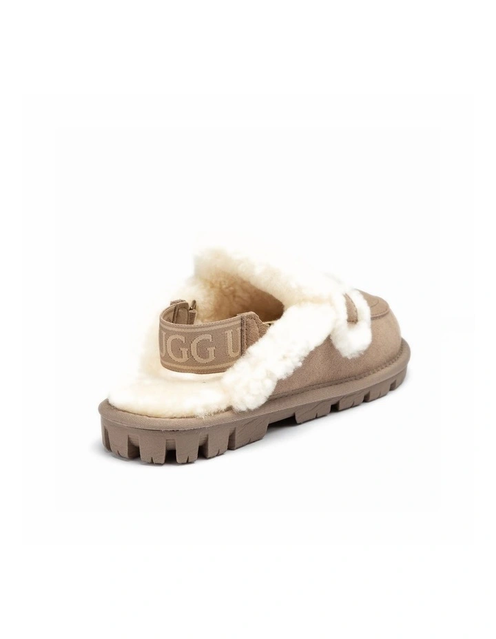 Violet Shearling Slipper - Suede Sheepskin, Elastic Logo, Detachable image 5