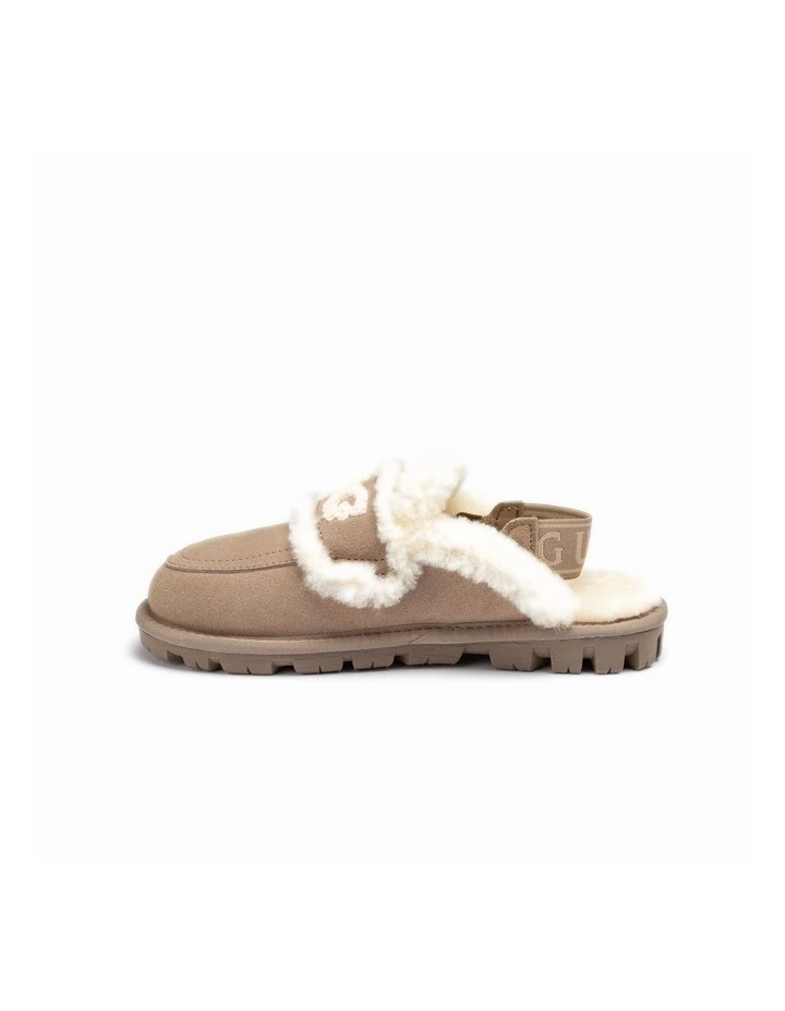 Violet Shearling Slipper - Suede Sheepskin, Elastic Logo, Detachable image 6