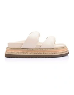 Teagan Flatform Slides in Bone White