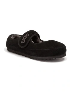 Mary Jane EMB Logo suede sheepskin flats