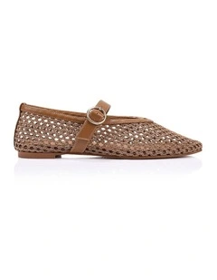 Eunice Mary-Jane Flats - Dark Camel Tan