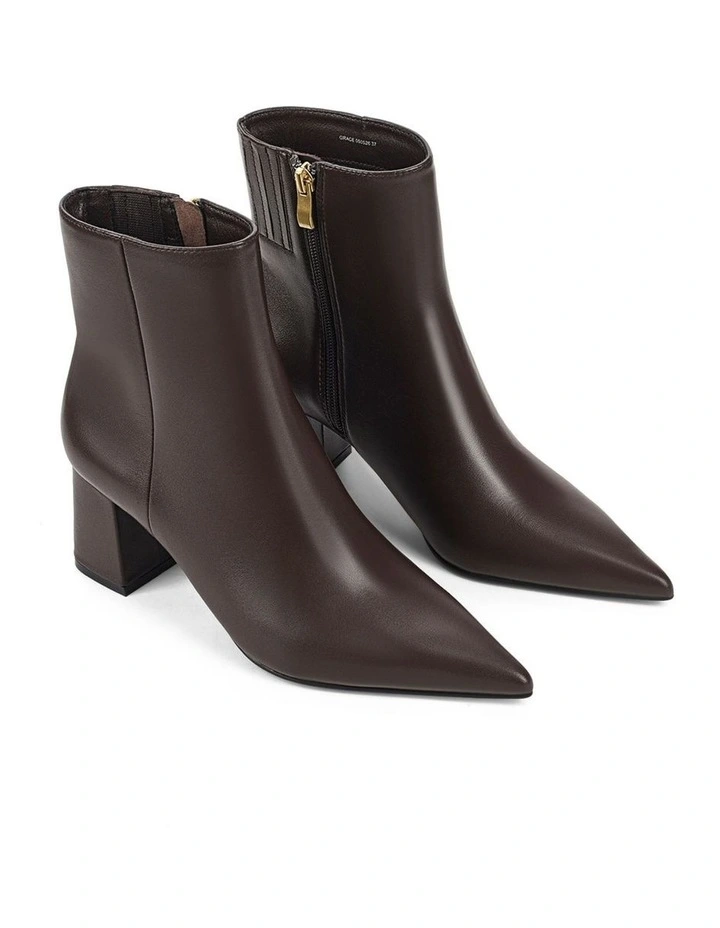 Grace Ankle Boots-Chocolate Brown Leather image 2