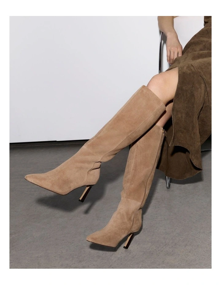 Neon Knee Boots Latte Suede image 2