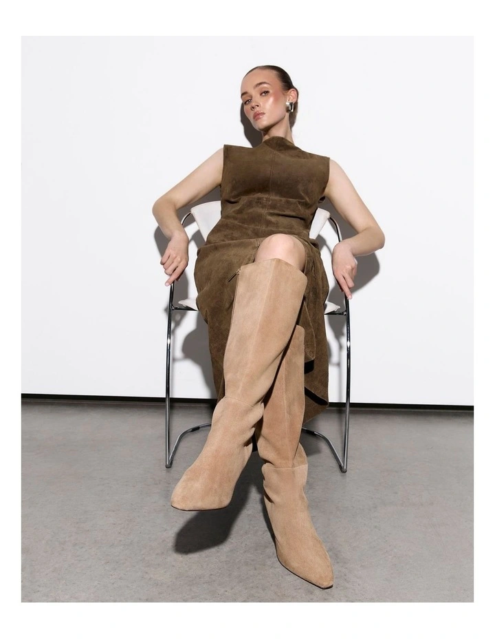 Neon Knee Boots Latte Suede image 7