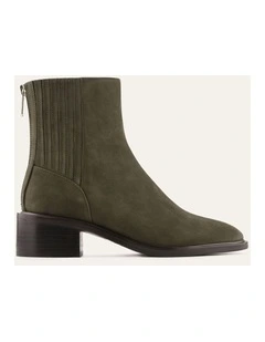 Mason Flat Ankle Boots Olive Nubuck Suede