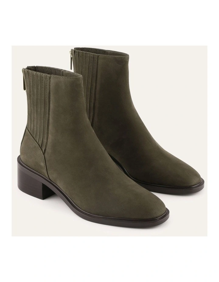 Mason Flat Ankle Boots Olive Nubuck Suede image 3