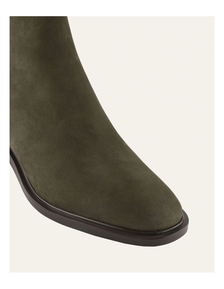 Mason Flat Ankle Boots Olive Nubuck Suede image 4