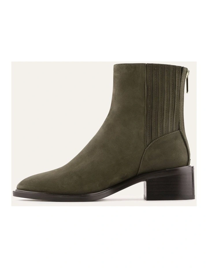Mason Flat Ankle Boots Olive Nubuck Suede image 6