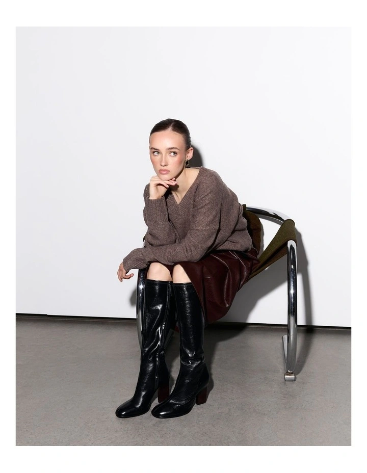 Odette Knee Boots Black Leather image 2