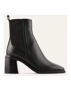 Charlie Mid Ankle Boots Black Leather