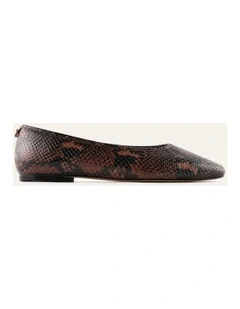 Serena Casual Flats Dark Snake Print Leather