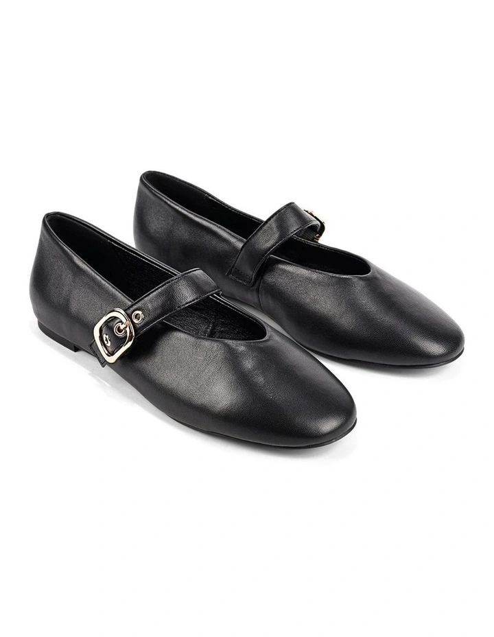 Tahlia Mary Jane Ballet Flats - Black Leather image 2