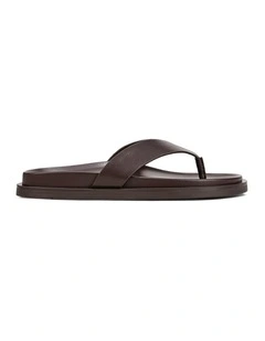 Layla Footbed Thongs - Chocolate Brown Leather