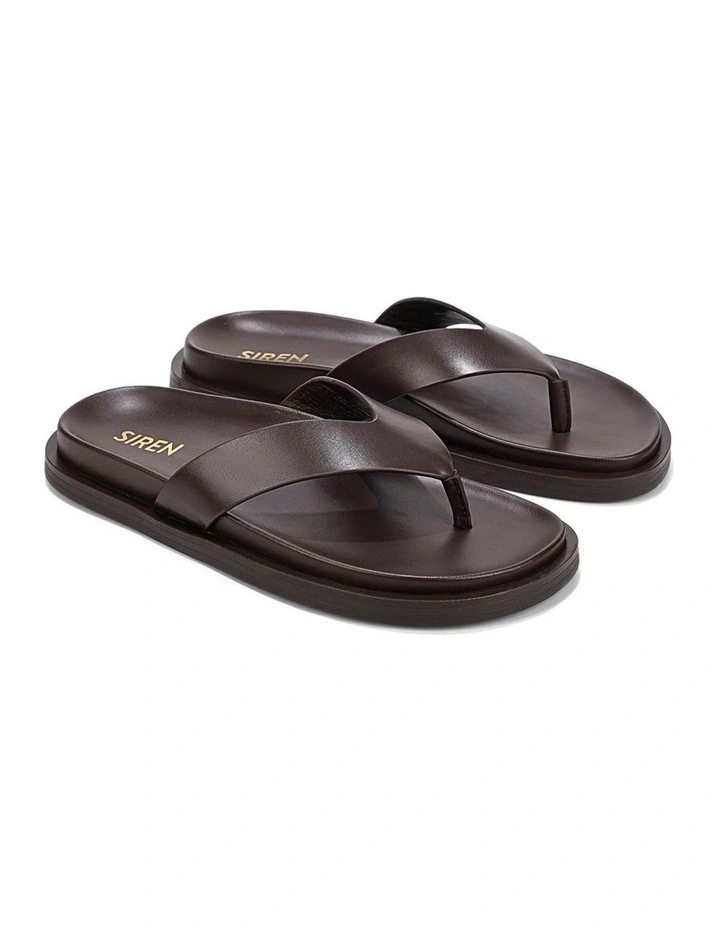 Layla Footbed Thongs - Chocolate Brown Leather image 2