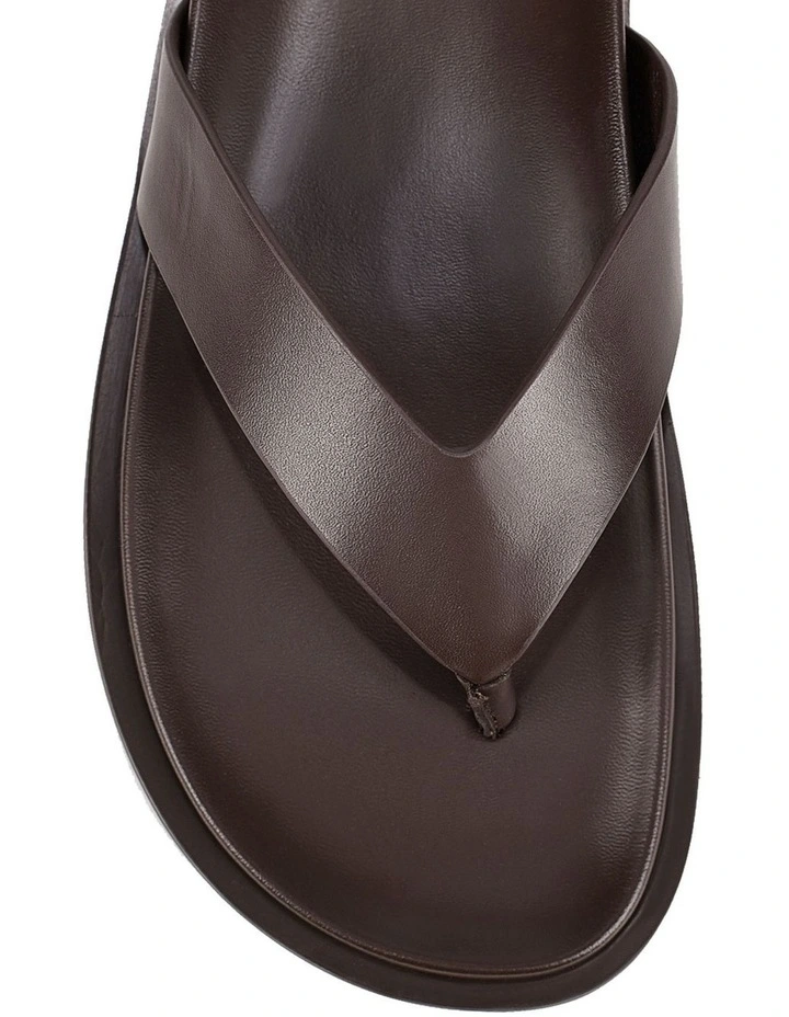 Layla Footbed Thongs - Chocolate Brown Leather image 3