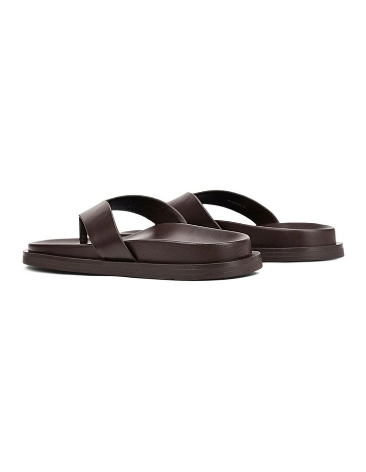 Layla Footbed Thongs - Chocolate Brown Leather image 4