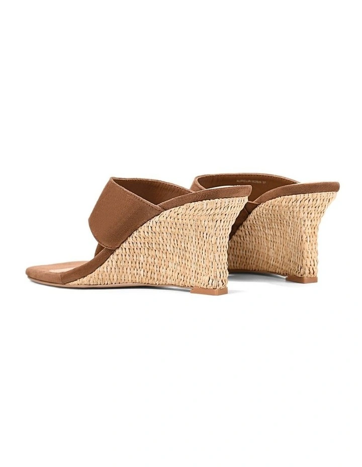 Aurelia Thong Wedges - Natural Raffia & Toffee Brown Suede image 4
