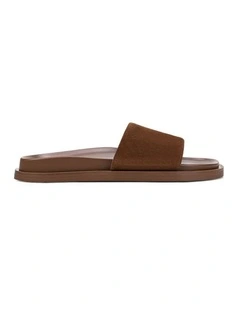 Lamar Footbed Slides - Toffee Brown Suede