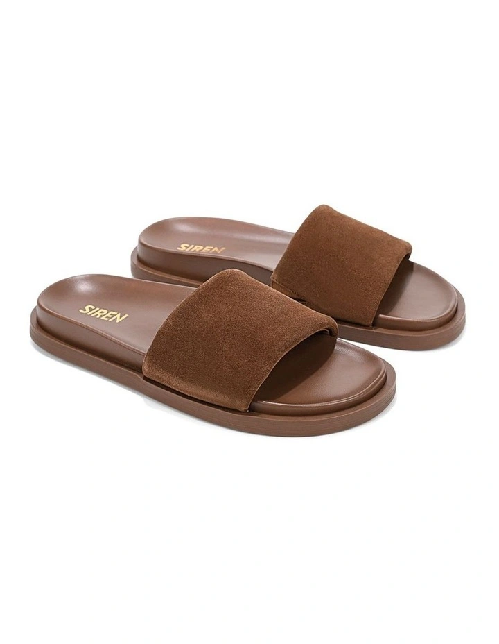 Lamar Footbed Slides - Toffee Brown Suede image 2