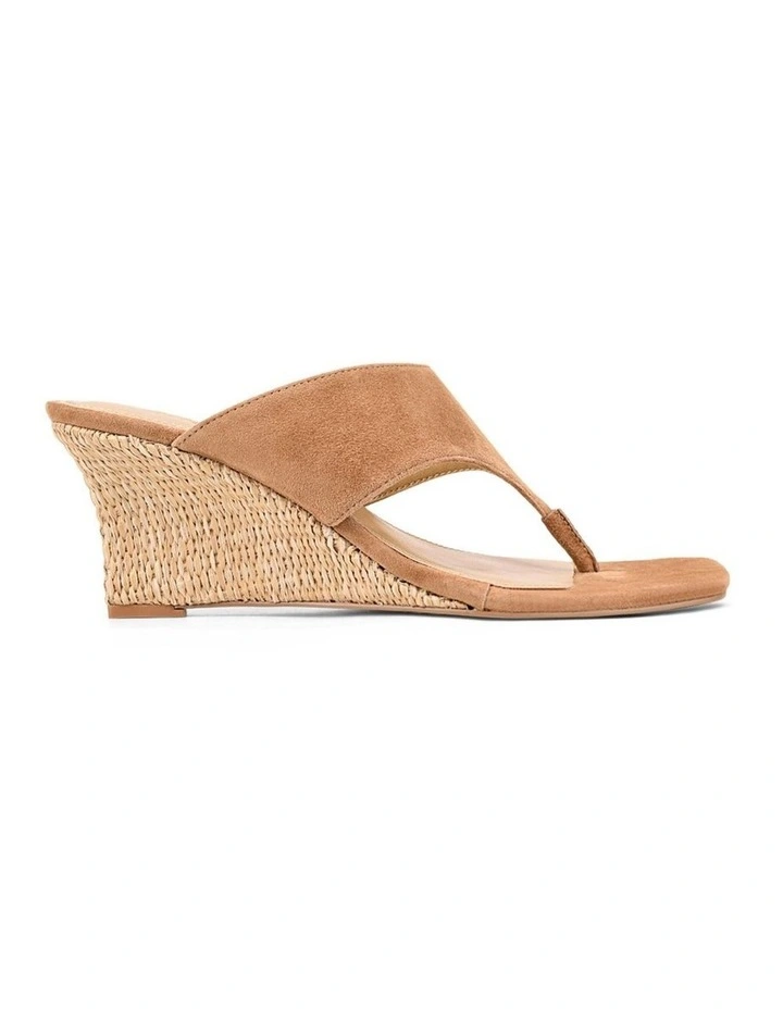 Aurelia Thong Wedges - Natural Raffia  & Camel Tan Suede image 1