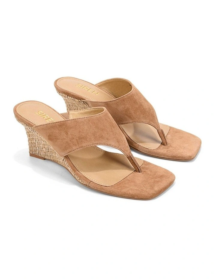 Aurelia Thong Wedges - Natural Raffia  & Camel Tan Suede image 2