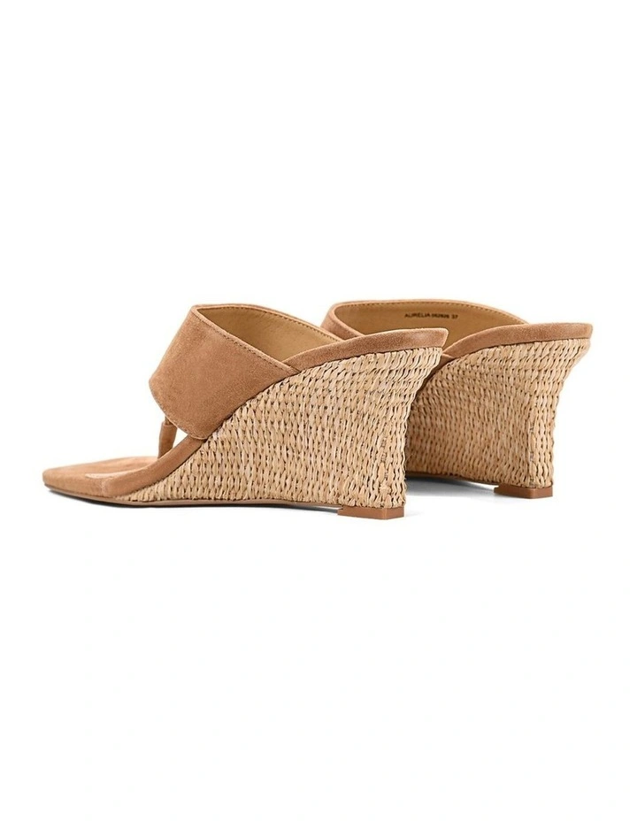 Aurelia Thong Wedges - Natural Raffia  & Camel Tan Suede image 4