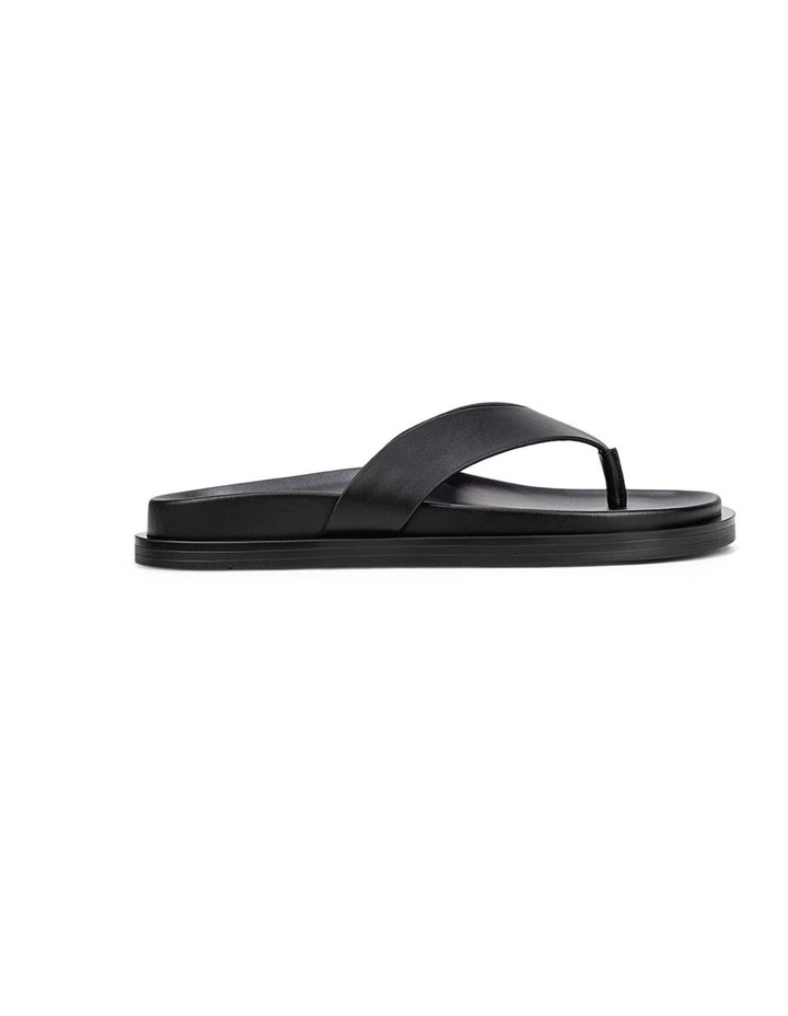 Layla Footbed Thongs - Black Leather image 1