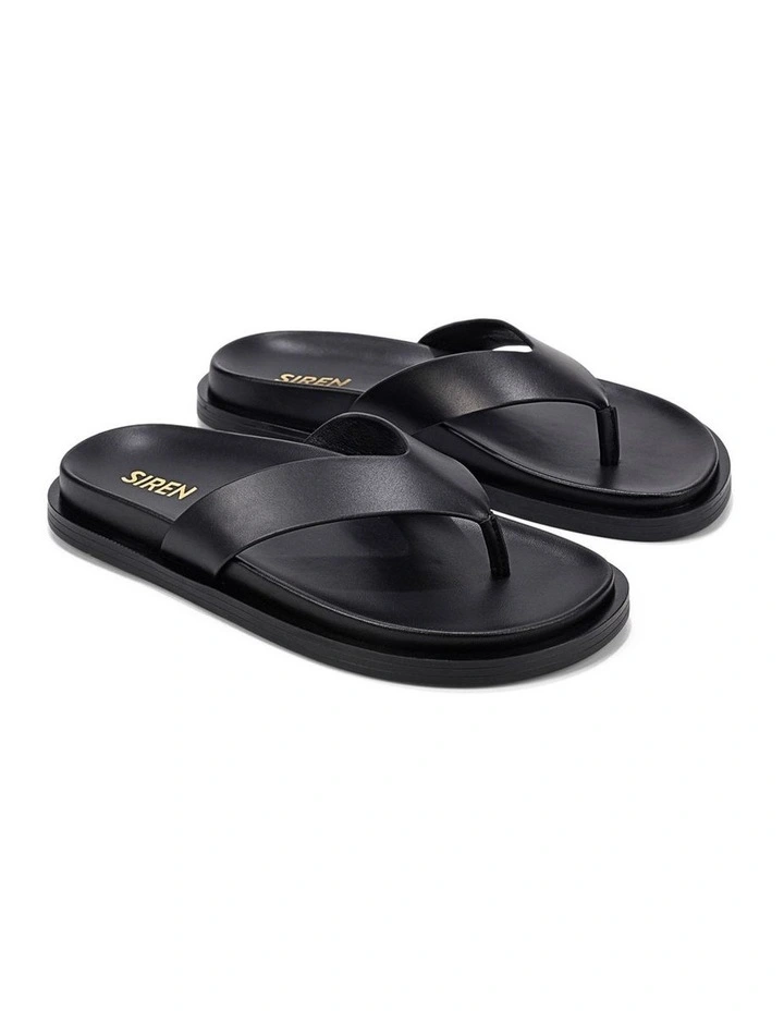 Layla Footbed Thongs - Black Leather image 2