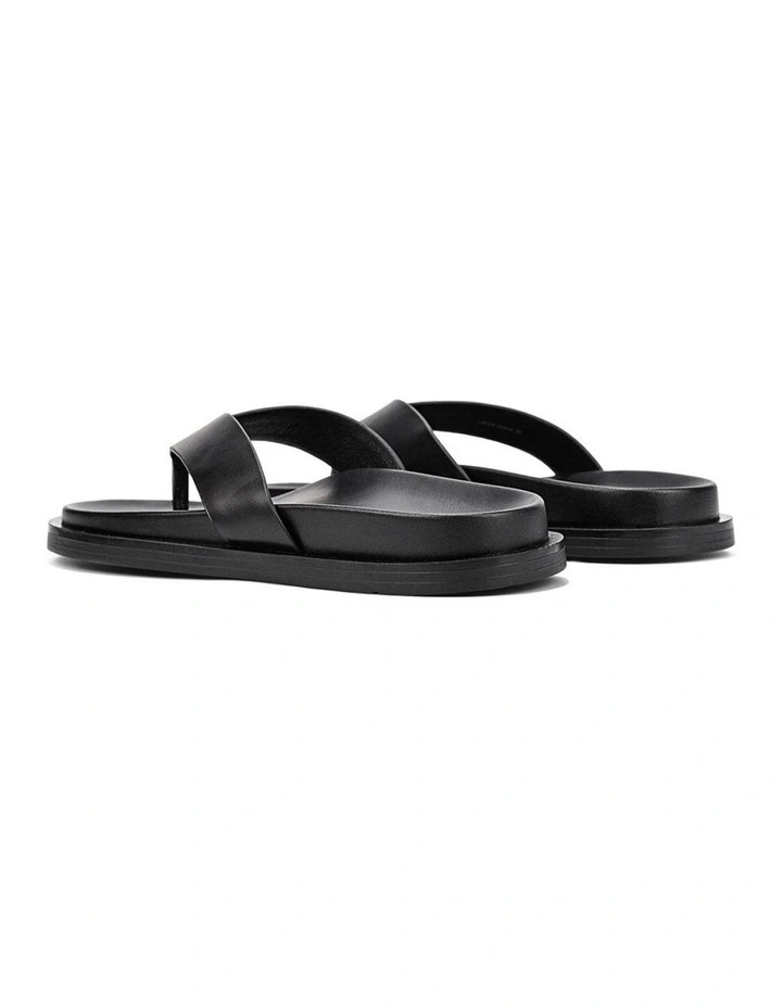 Layla Footbed Thongs - Black Leather image 4