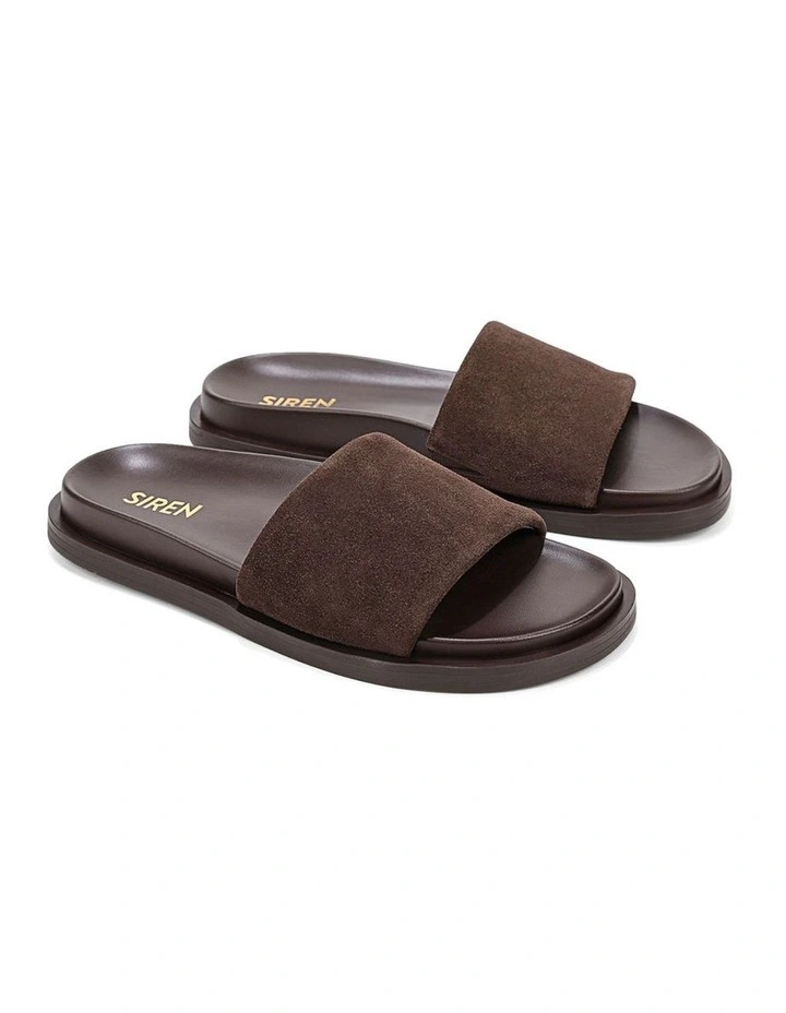 Lamar Footbed Slides - Chocolate Brown Suede image 2