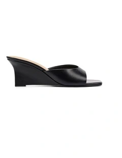Aurora Mule Wedges - Black Vintage Leather